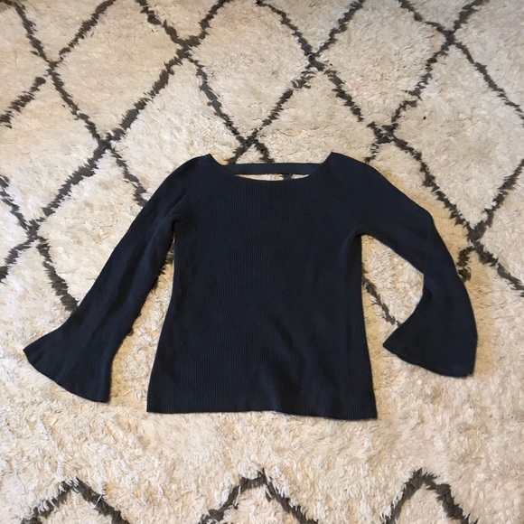 LOFT Dark grey bell sleeved knit sweater - Picture 4 of 8